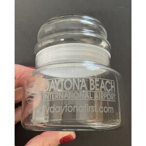 Daytona Beach International Airport Candy Jar With Lid Clear Etched Glass